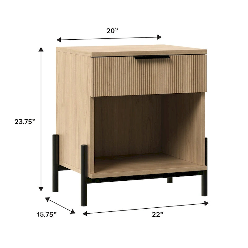  Modern Fluted-Drawer Nightstand