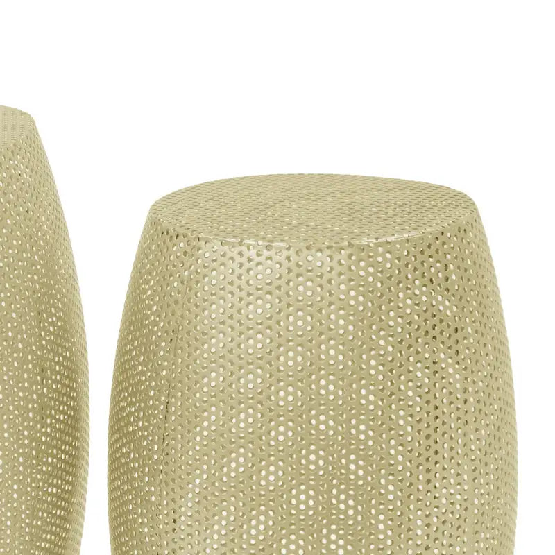 Round Metal Hollow 2 PCS Side Table Set - 16.5 L x 16.5 W x 20.75 H 6