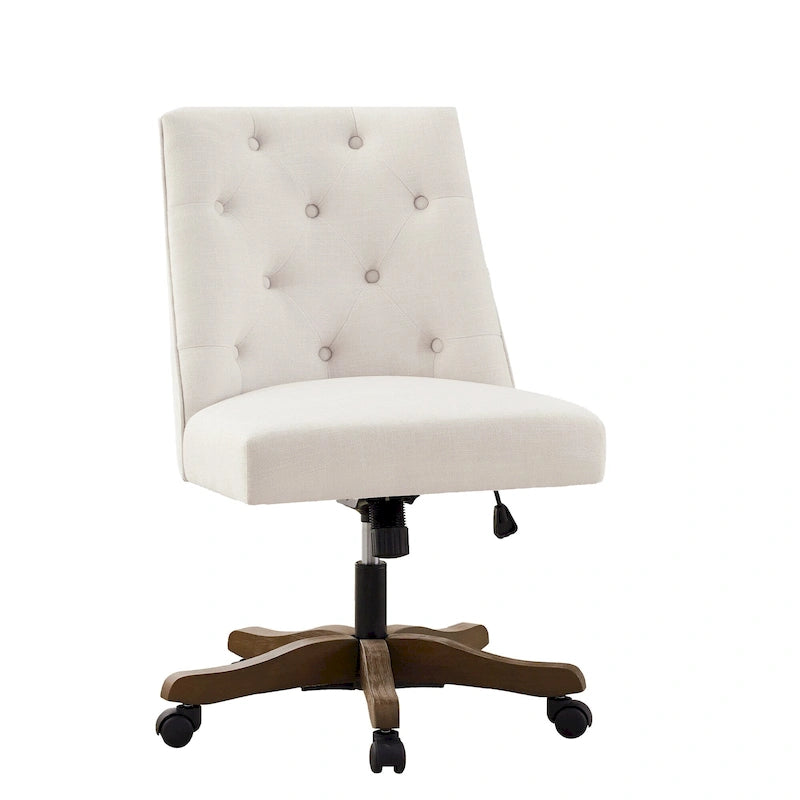 Upholstered Swivel Desk Chair, Armless Home Office Chair, Adjustable Height Computer Chair with Wheels for Study 16