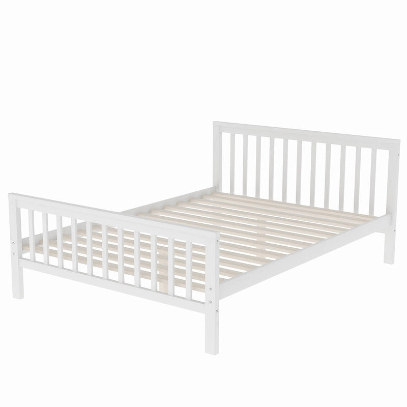 Twin Over Full Wood Loft Bed with Staircase,High Guardrails and Ladder 4