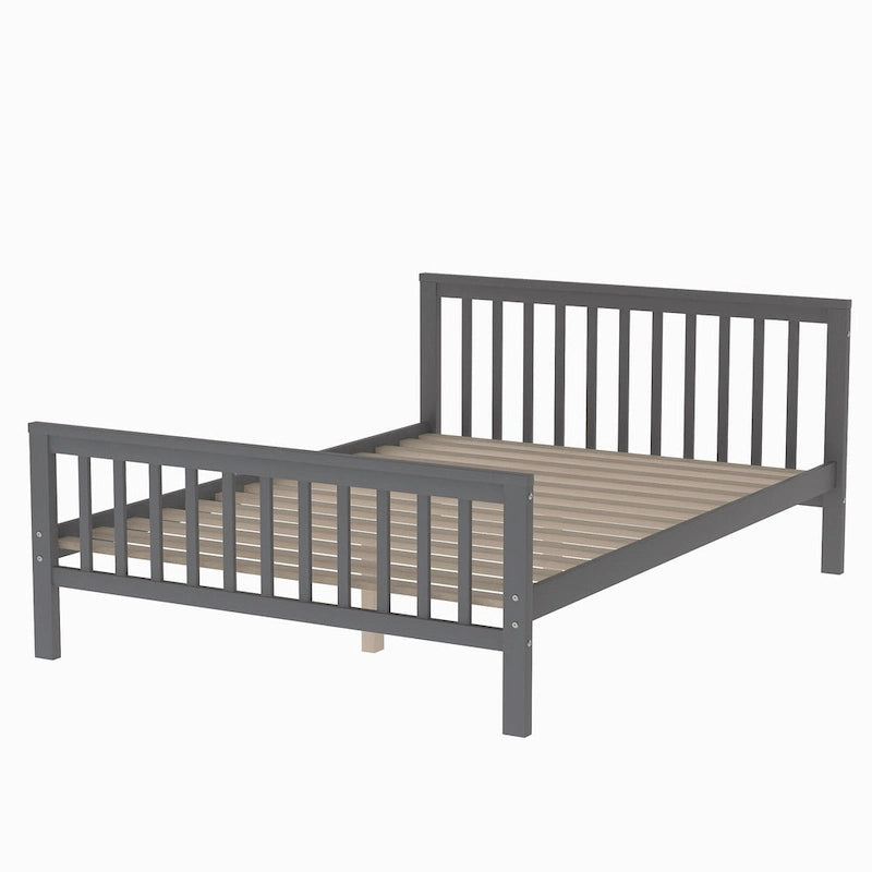Twin Over Full Wood Loft Bed with Staircase,High Guardrails and Ladder 20
