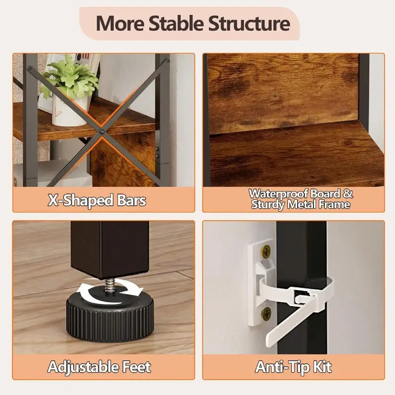 5 Tier Tall Bookshelf - 14.9D x 10.6W x 55.1H 9