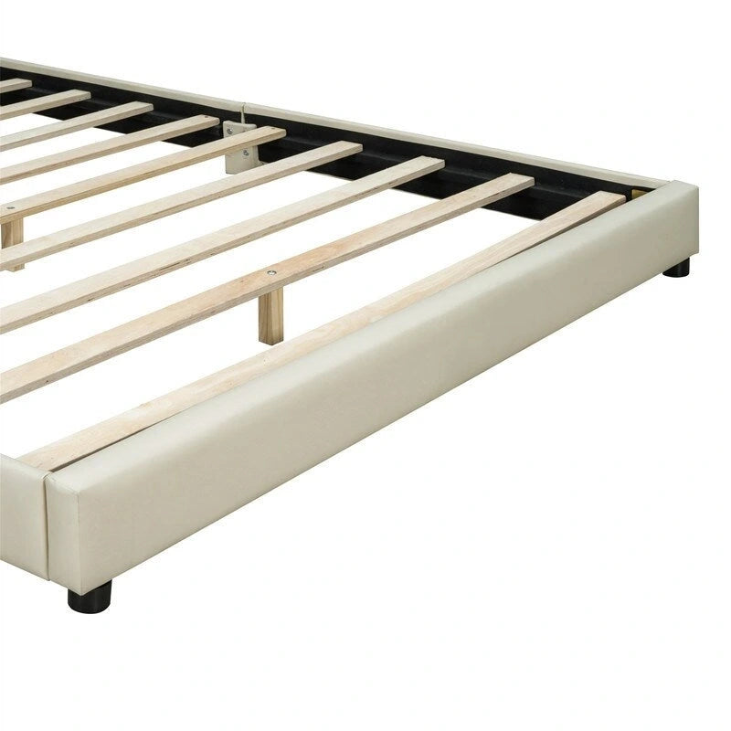 Double Upholstered Platform Bed Queen Size & Twin XL Size, PU Leather Mother & Child Bed Floor Bed Daybed for Bedroom 15