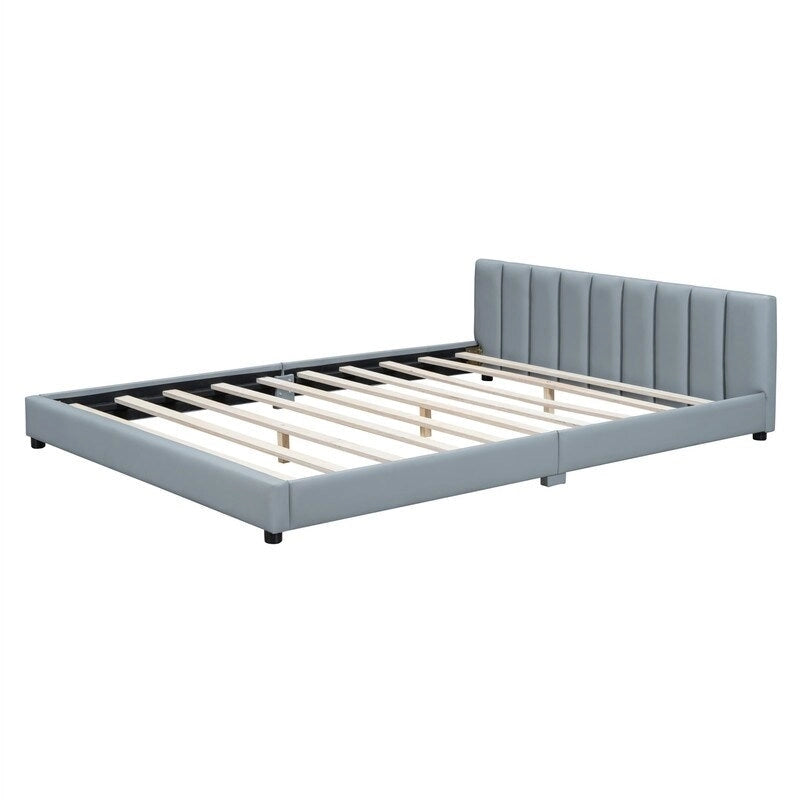 Double Upholstered Platform Bed Queen Size & Twin XL Size, PU Leather Mother & Child Bed Floor Bed Daybed for Bedroom 26