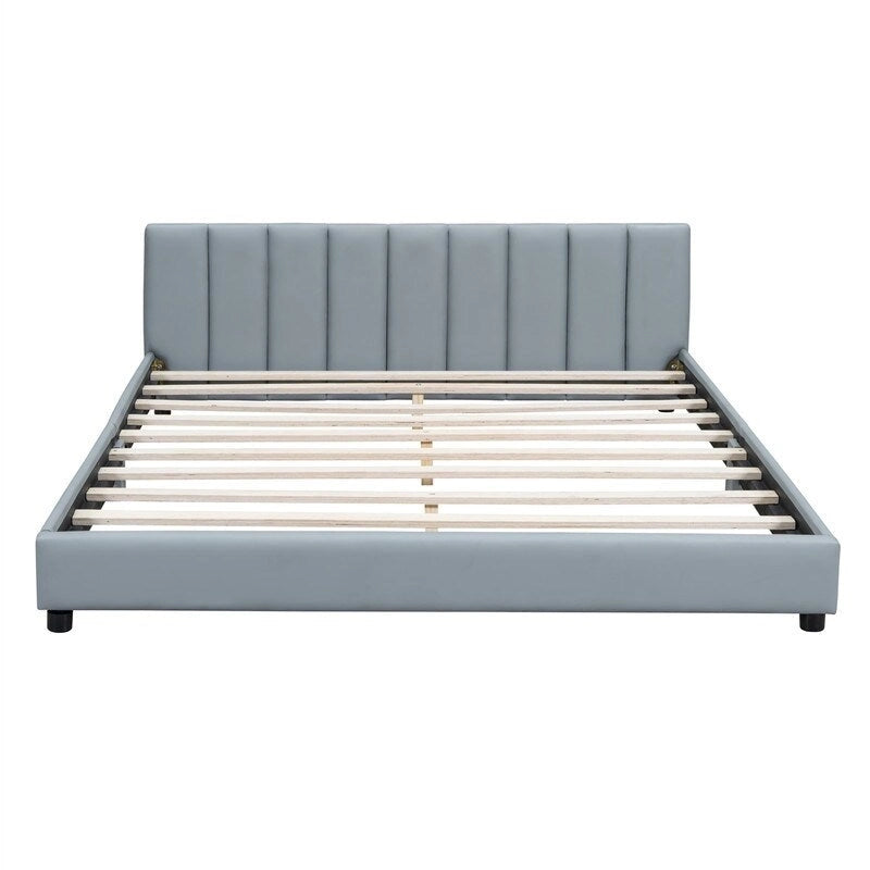 Double Upholstered Platform Bed Queen Size & Twin XL Size, PU Leather Mother & Child Bed Floor Bed Daybed for Bedroom 28