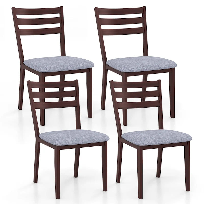Gymax Upholstered Dining Chair Set of 4 Armless Cushioned Seat Hollow 9