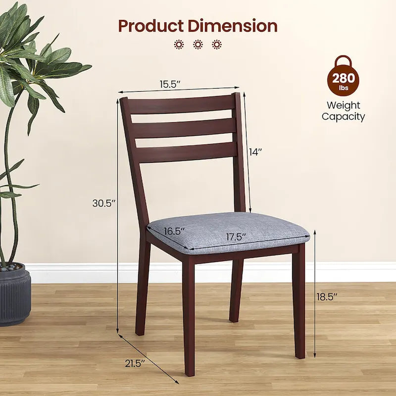 Gymax Upholstered Dining Chair Set of 4 Armless Cushioned Seat Hollow 3