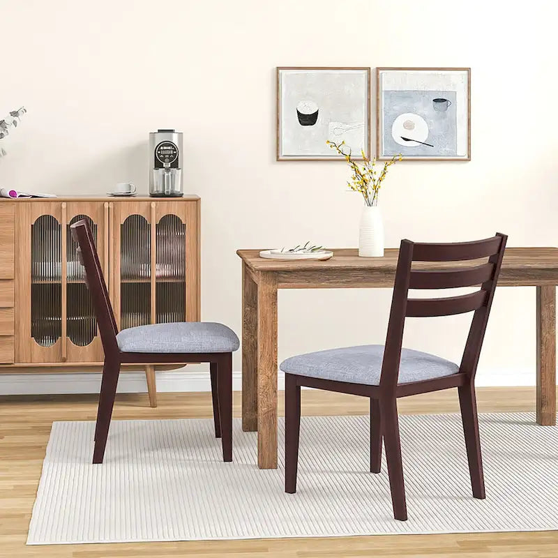 Gymax Upholstered Dining Chair Set of 4 Armless Cushioned Seat Hollow 4