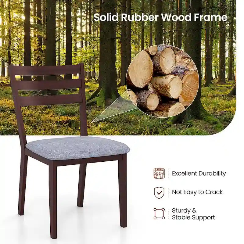 Gymax Upholstered Dining Chair Set of 4 Armless Cushioned Seat Hollow 5