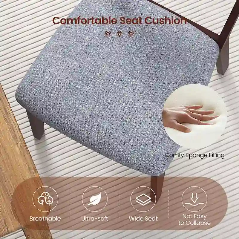 Gymax Upholstered Dining Chair Set of 4 Armless Cushioned Seat Hollow 6