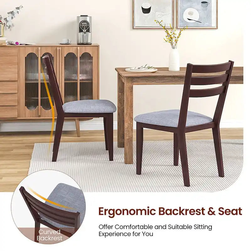 Gymax Upholstered Dining Chair Set of 4 Armless Cushioned Seat Hollow 7