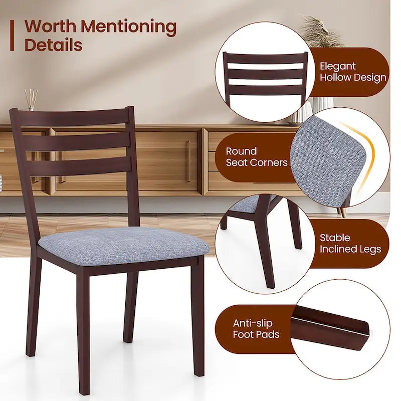 Gymax Upholstered Dining Chair Set of 4 Armless Cushioned Seat Hollow 8