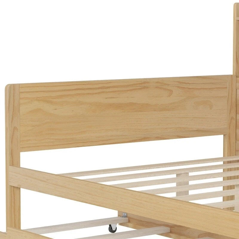 Twin/Full Size Multifunctional Daybed with Storage Shelves and Desk, Wooden Platform Bed Frame with Twin Size Trundle 8