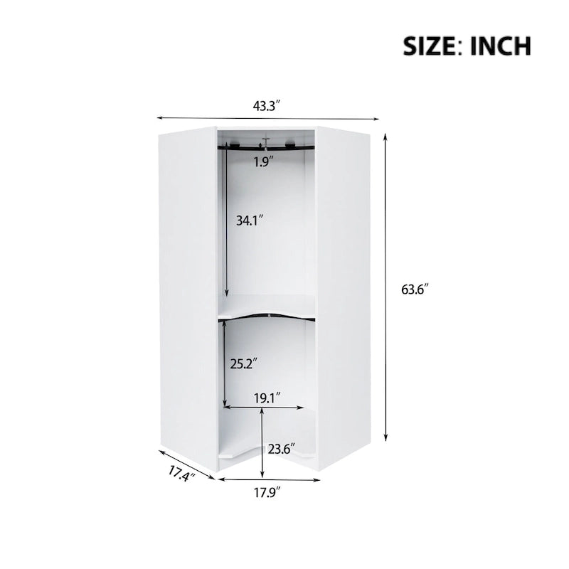 Polygon Corner Wardrobe with 2-Doors 4