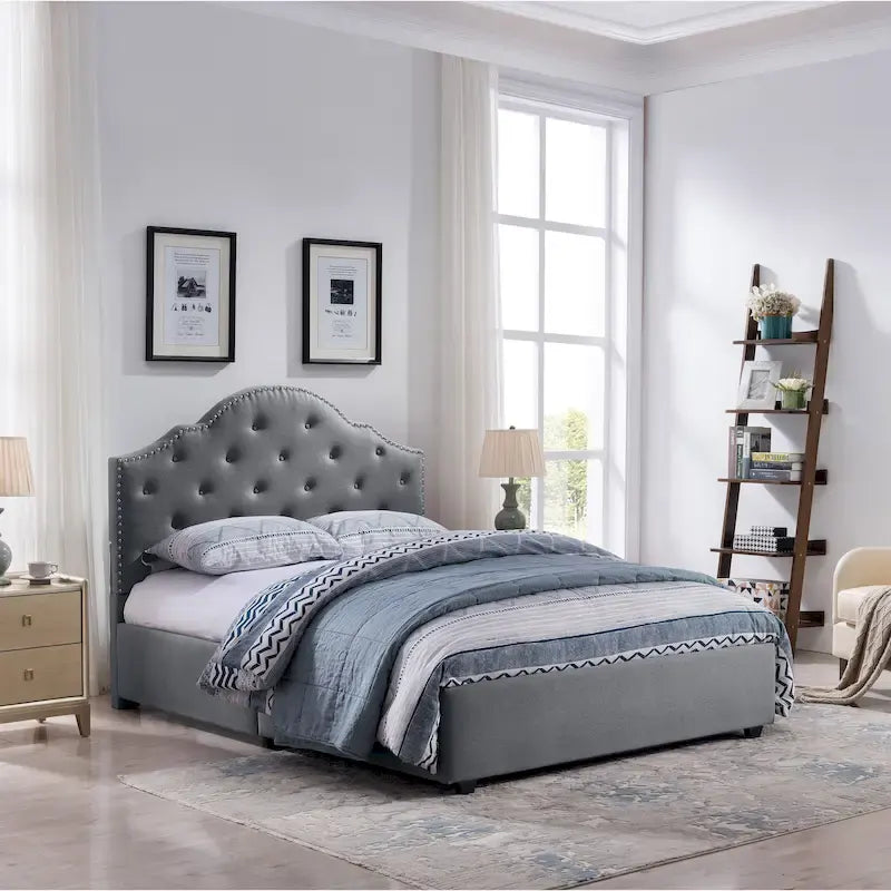 Cordeaux Queen-size Tufted Upholstered Bed by 18