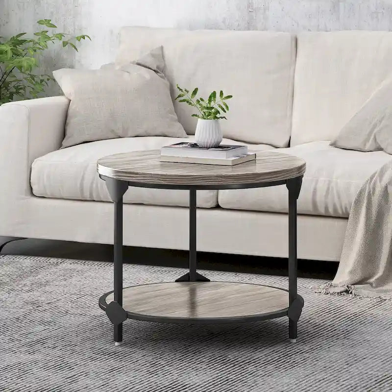 Cedarhurst Modern Industrial Round Coffee Table by 10