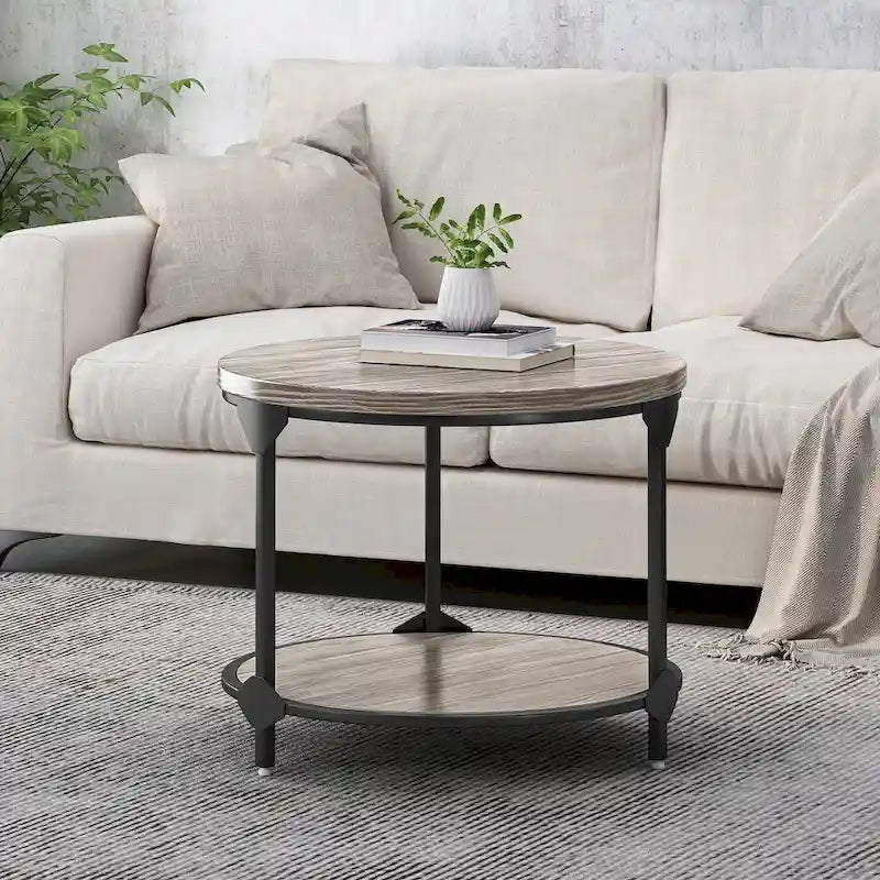 Cedarhurst Modern Industrial Round Coffee Table by 