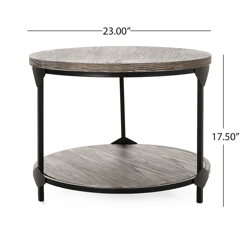 Cedarhurst Modern Industrial Round Coffee Table by