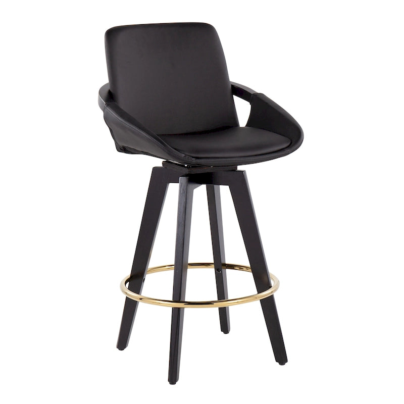 Pugo Fixed-Height Counter Stool with Black Wood Base (Set of 2) 32