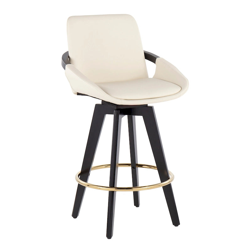 Pugo Fixed-Height Counter Stool with Black Wood Base (Set of 2) 36