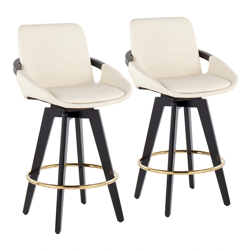 Pugo Fixed-Height Counter Stool with Black Wood Base (Set of 2) 3