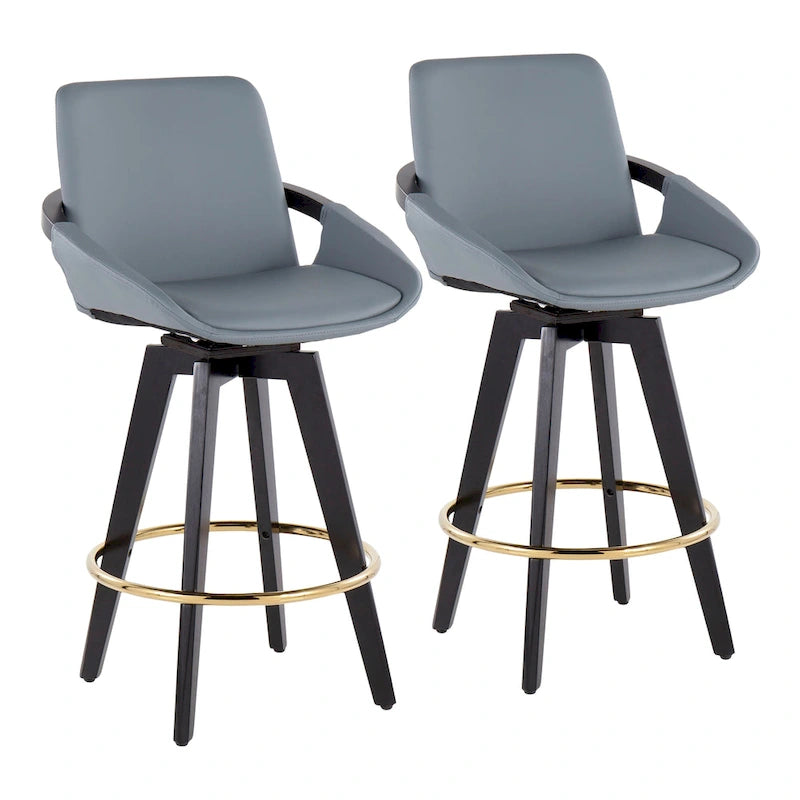 Pugo Fixed-Height Counter Stool with Black Wood Base (Set of 2) 4