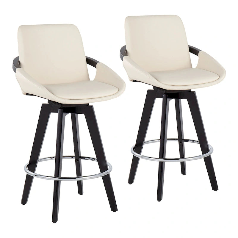 Pugo Fixed-Height Counter Stool with Black Wood Base (Set of 2) 6