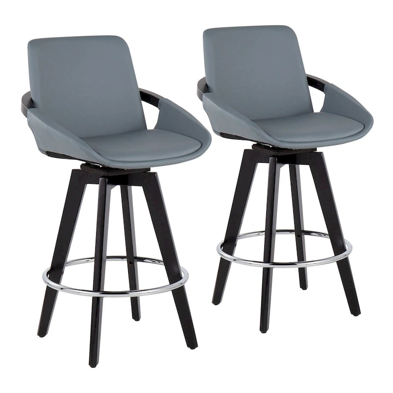 Pugo Fixed-Height Counter Stool with Black Wood Base (Set of 2) 7