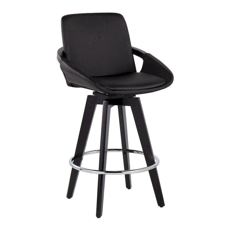 Pugo Fixed-Height Counter Stool with Black Wood Base (Set of 2) 8
