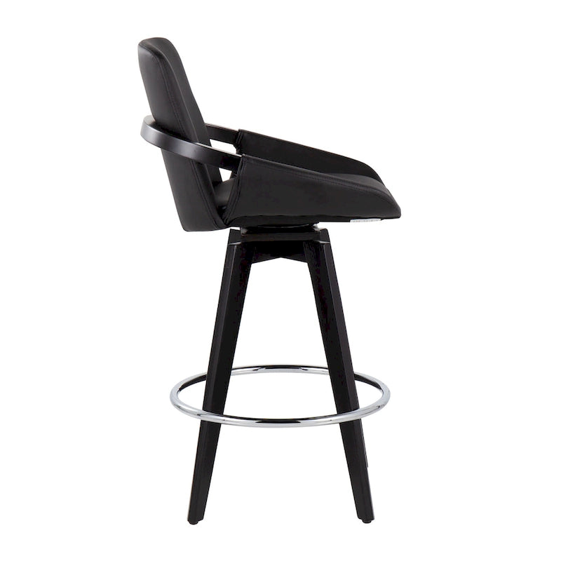 Pugo Fixed-Height Counter Stool with Black Wood Base (Set of 2) 10