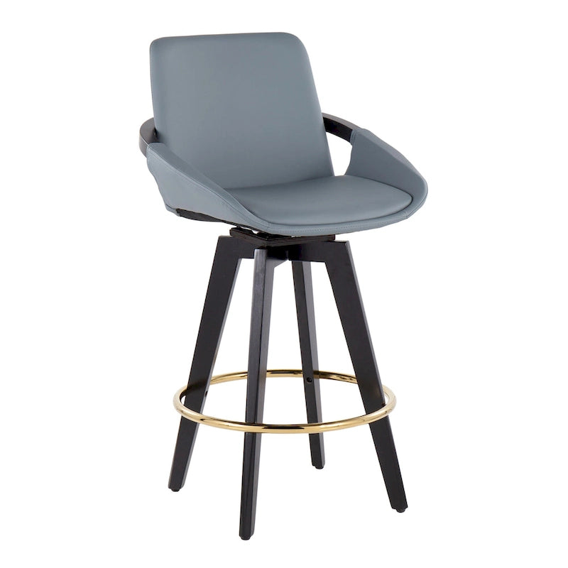Pugo Fixed-Height Counter Stool with Black Wood Base (Set of 2) 13