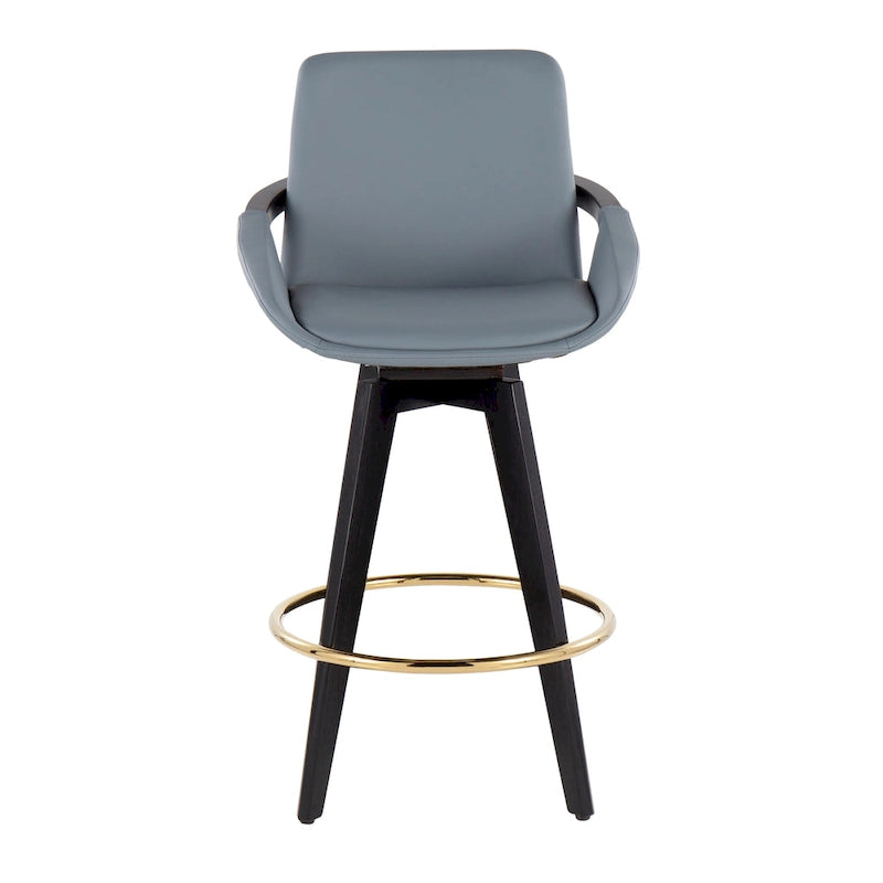 Pugo Fixed-Height Counter Stool with Black Wood Base (Set of 2) 17