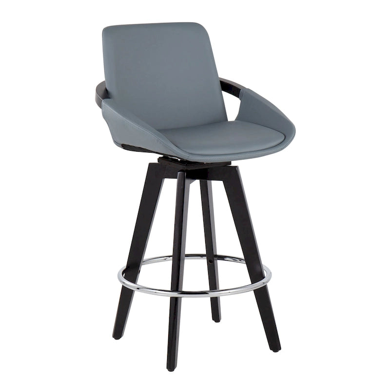 Pugo Fixed-Height Counter Stool with Black Wood Base (Set of 2) 20