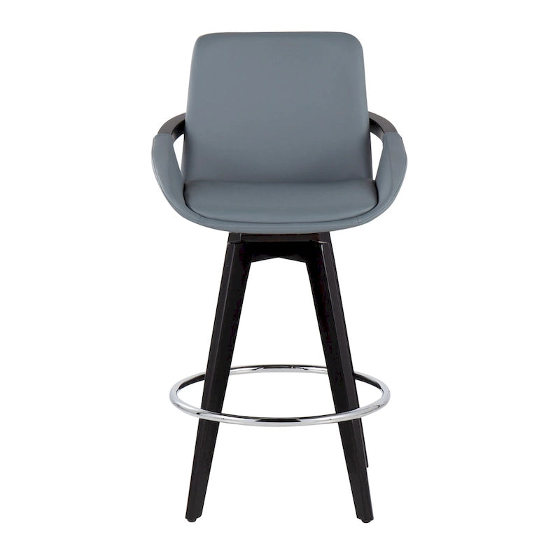 Pugo Fixed-Height Counter Stool with Black Wood Base (Set of 2) 24