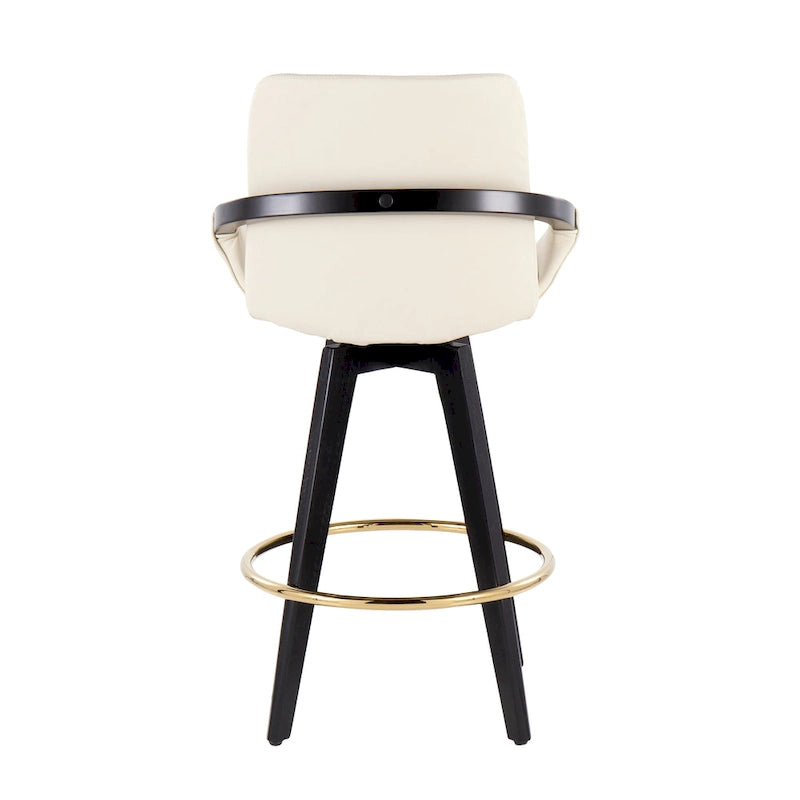 Pugo Fixed-Height Counter Stool with Black Wood Base (Set of 2) 30