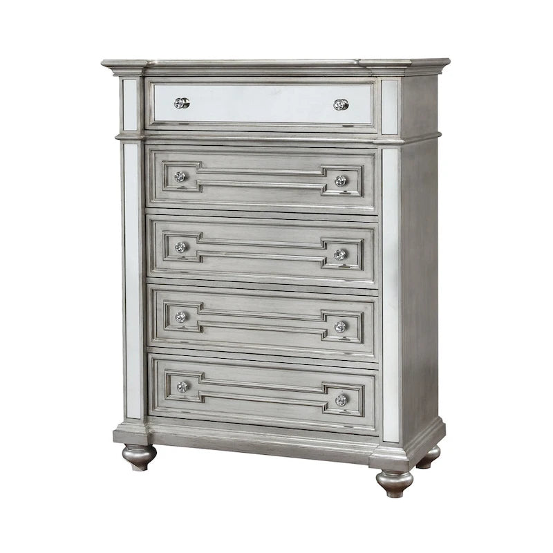 Eaen Glam Champagne Solid Wood 5-Drawer Chest by 