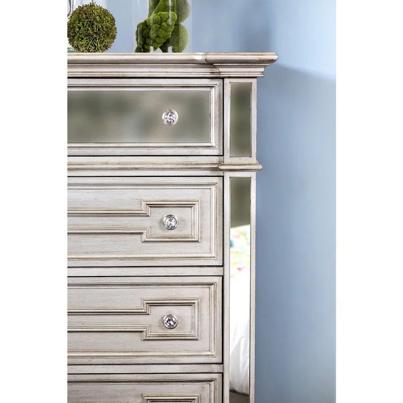 Eaen Glam Champagne Solid Wood 5-Drawer Chest by 7
