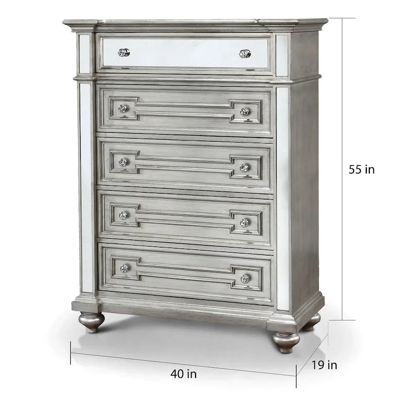 Eaen Glam Champagne Solid Wood 5-Drawer Chest by 8