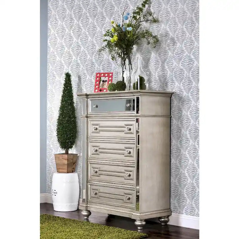 Eaen Glam Champagne Solid Wood 5-Drawer Chest by 9