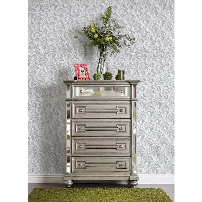 Eaen Glam Champagne Solid Wood 5-Drawer Chest by 10