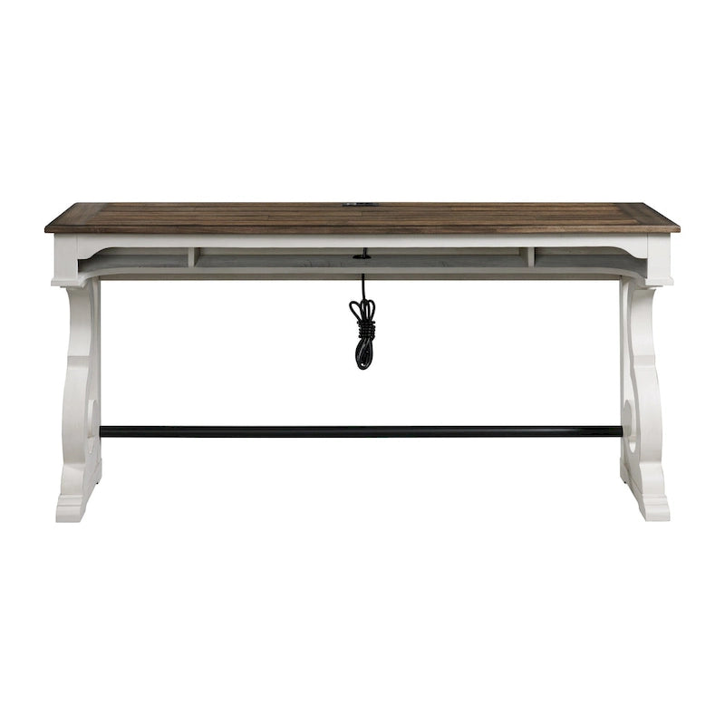 Drake Sofa Bar Table by , Two-Toned Rustic White and French Oak Finish 4