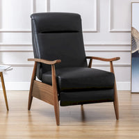 Fordham Top Grain Leather Wood Arm Push Back Recliner by 