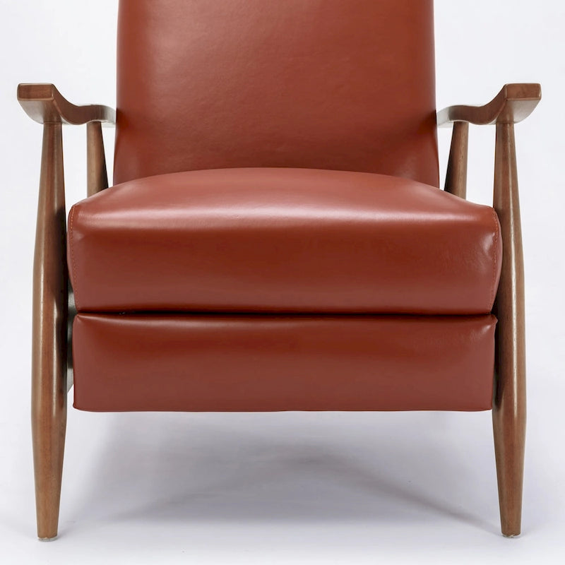 Fordham Top Grain Leather Wood Arm Push Back Recliner by 15