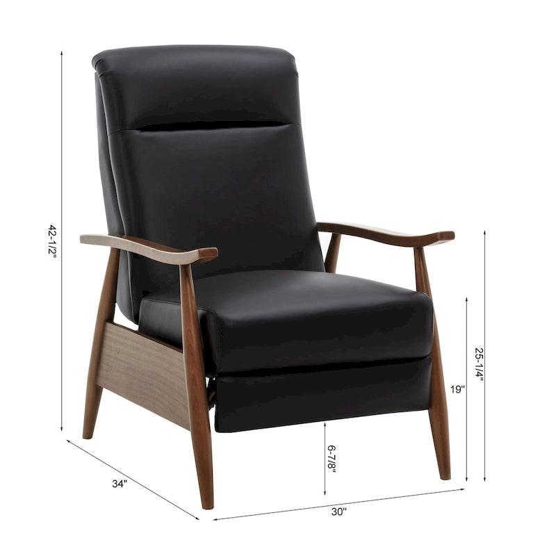 Fordham Top Grain Leather Wood Arm Push Back Recliner by 19