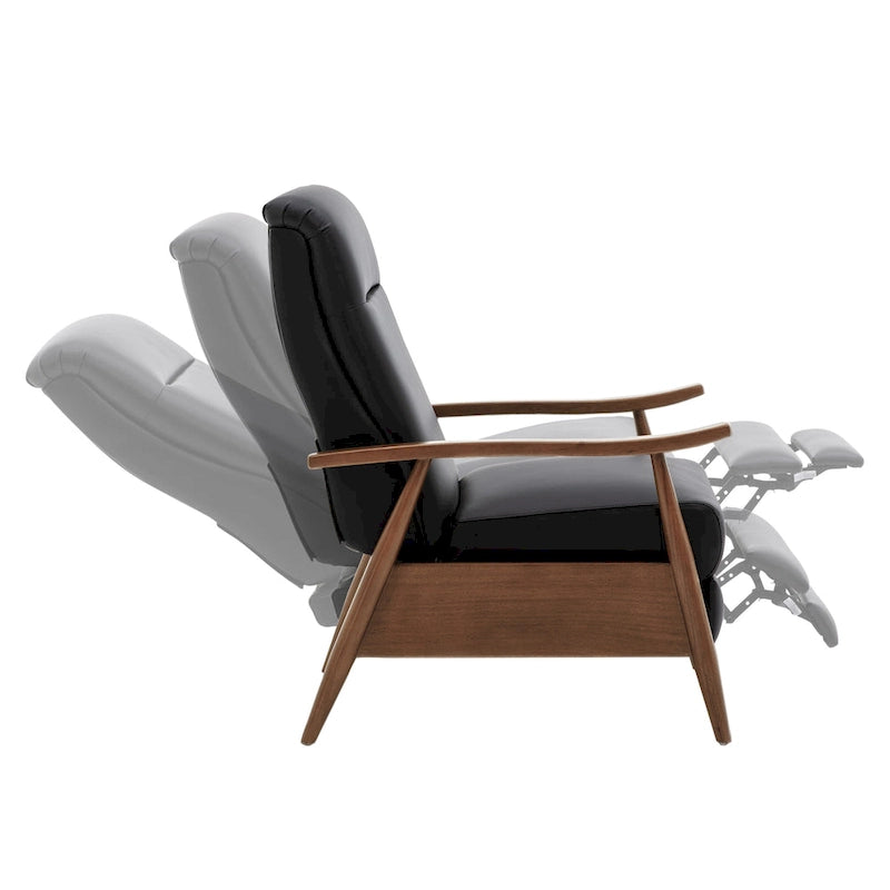 Fordham Top Grain Leather Wood Arm Push Back Recliner by 20
