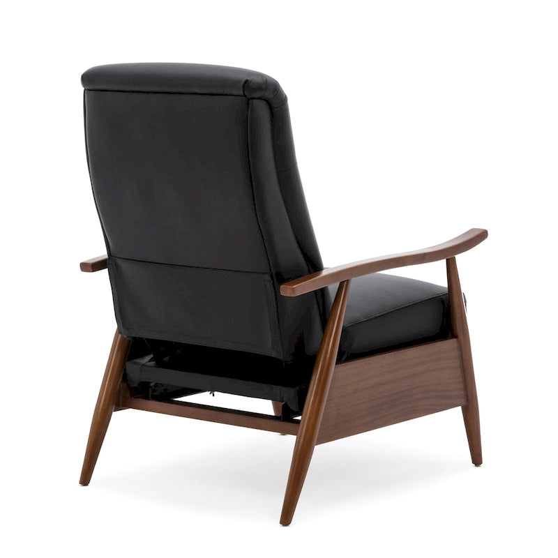 Fordham Top Grain Leather Wood Arm Push Back Recliner by 21