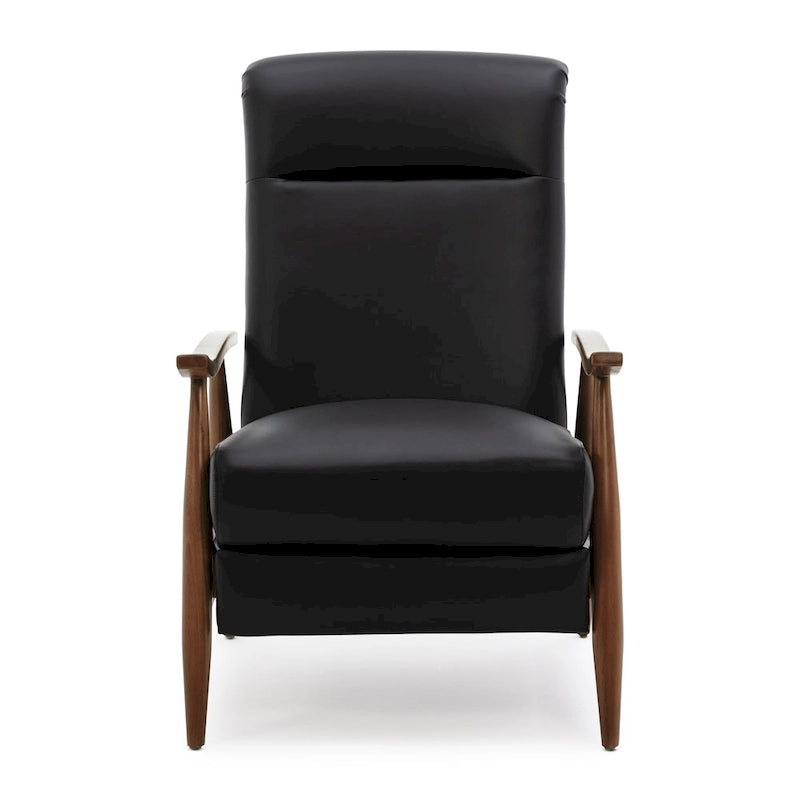 Fordham Top Grain Leather Wood Arm Push Back Recliner by 22
