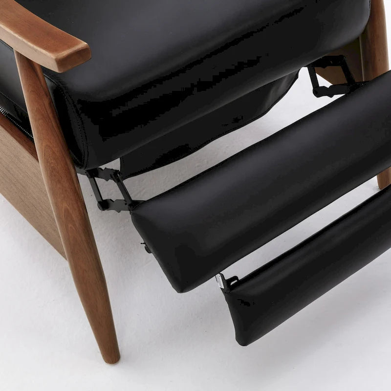 Fordham Top Grain Leather Wood Arm Push Back Recliner by 24