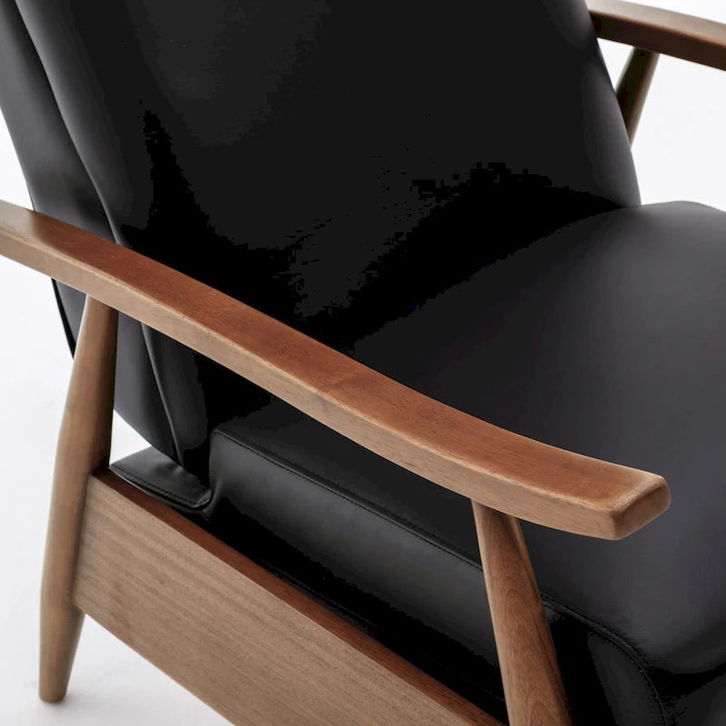 Fordham Top Grain Leather Wood Arm Push Back Recliner by 26