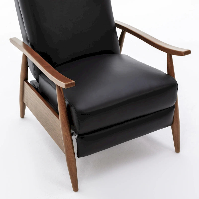 Fordham Top Grain Leather Wood Arm Push Back Recliner by 27